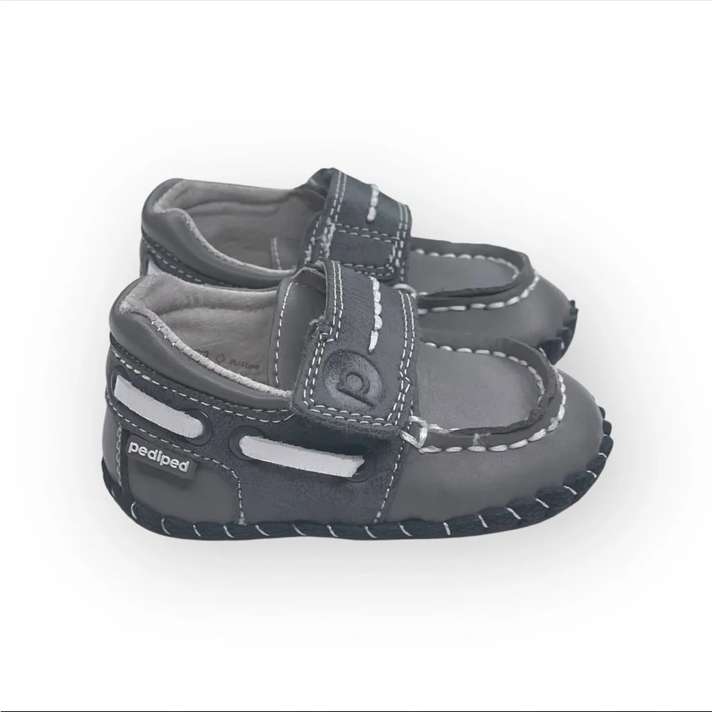 pediped ☀︎︎ Originals Norm Boat Baby Shoe ☀︎︎ Grey Leather Sole ☀︎︎ 0-6 Month